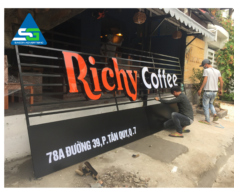 Làm Bảng Hiệu Quảng Cáo Richy Coffee Giá Rẻ Và Đẹp Tại Quận 7 1 bang hieu richy coffee 1