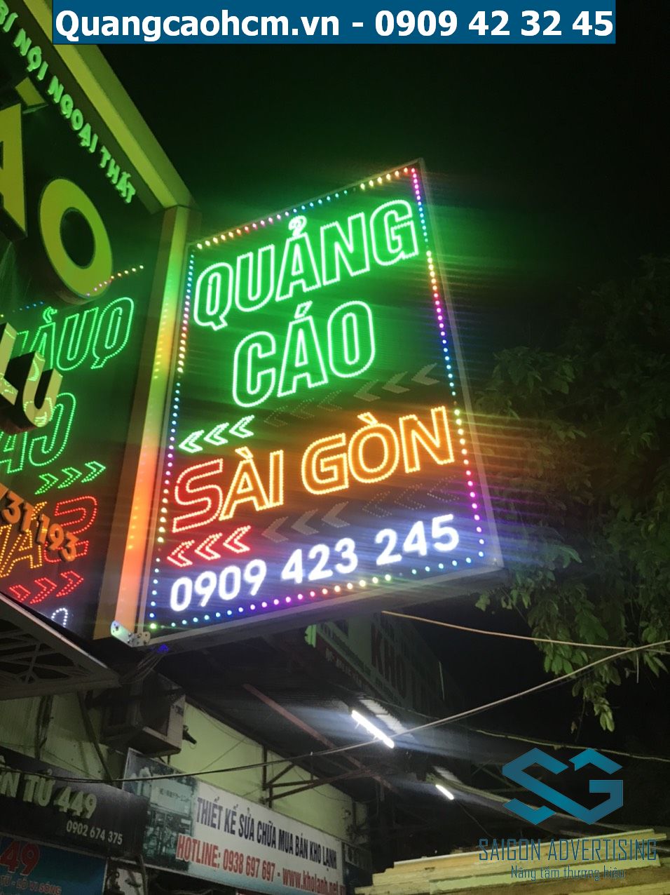 Làm bảng hiệu quận 3 giá rẻ, Thiết kế lắp đặt miễn phí 7 Bảng led vẫy