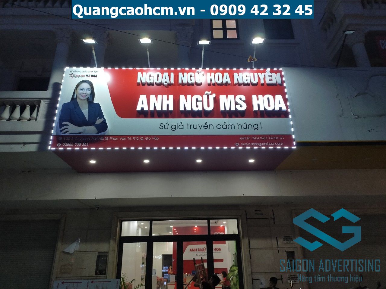 Làm bảng hiệu quận 3 giá rẻ, Thiết kế lắp đặt miễn phí 8 Bảng hiệu Alu Ms Hoa