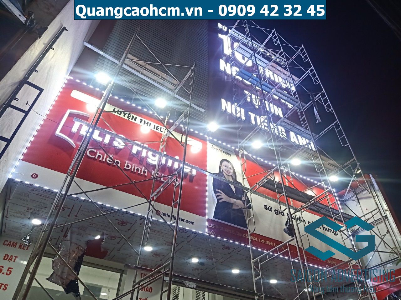 Làm bảng hiệu quận 3 giá rẻ, Thiết kế lắp đặt miễn phí 1 Bảng hiệu quảng cáo đèn Led